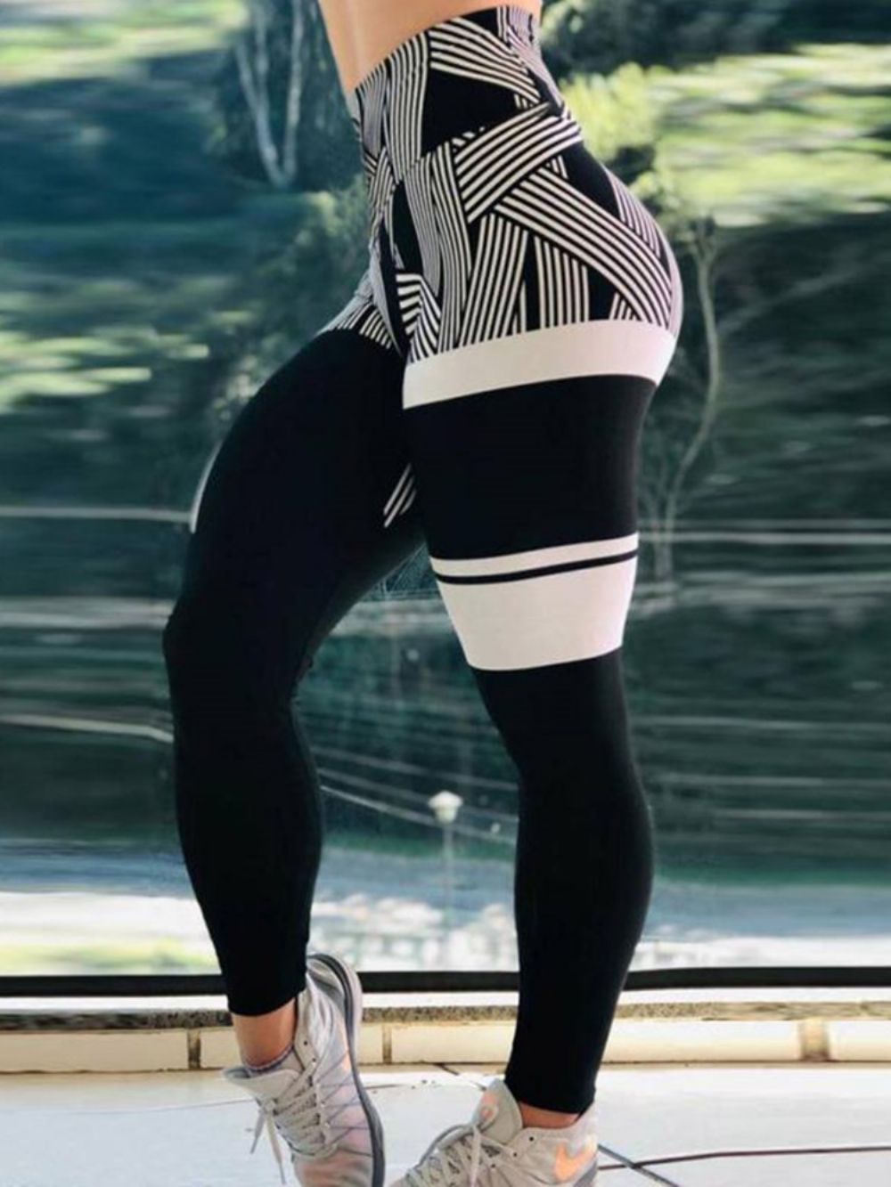 Legging Feminina Estampa Listrada De Cintura Alta De Secagem Rápida Calças De Ioga De Cintura Alta Tiktok Leggings