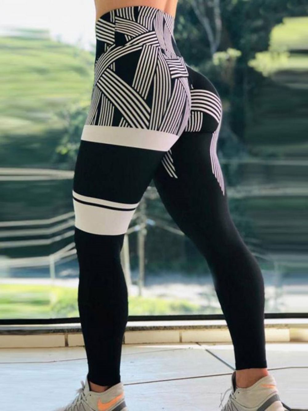 Legging Feminina Estampa Listrada De Cintura Alta De Secagem Rápida Calças De Ioga De Cintura Alta Tiktok Leggings