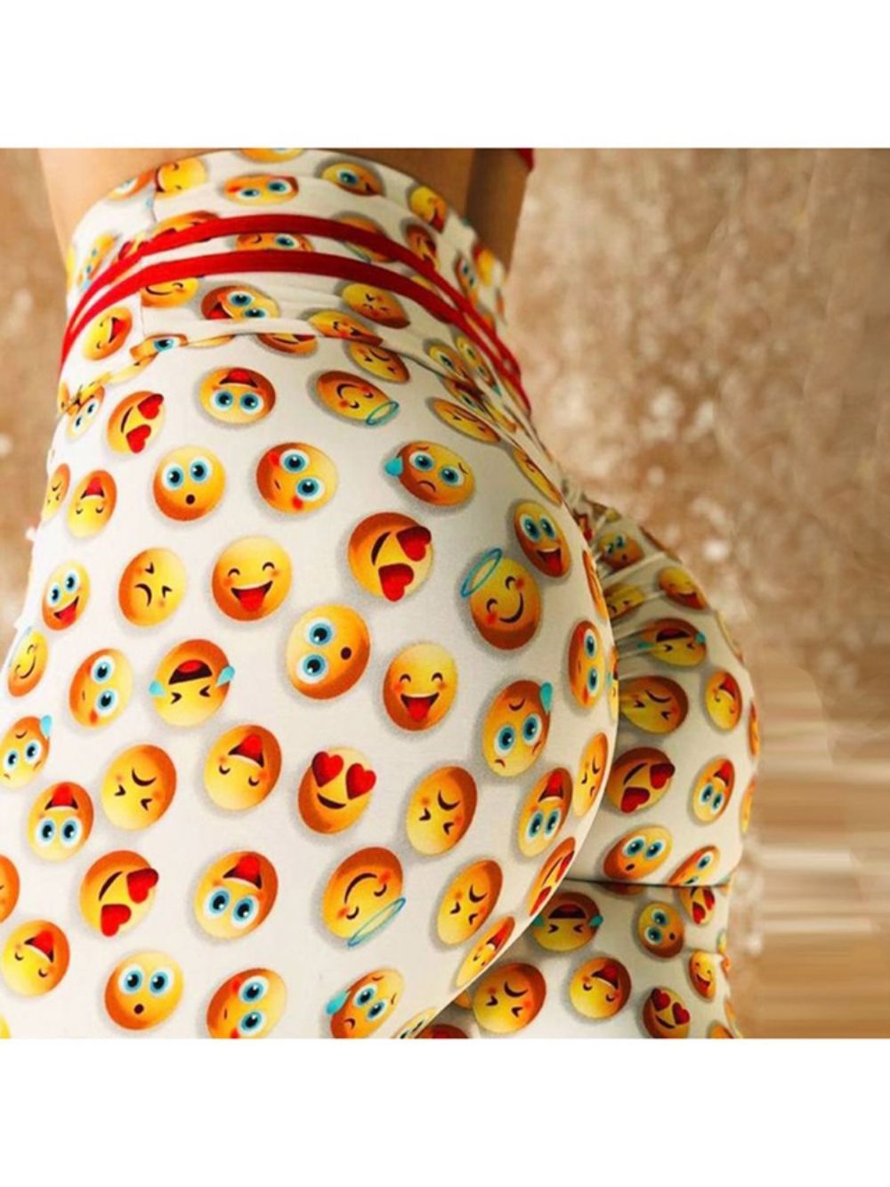 Legging Feminina De Secagem Rápida Com Estampa De Emoticons Calças De Ioga De Cintura Alta Tiktok Leggings