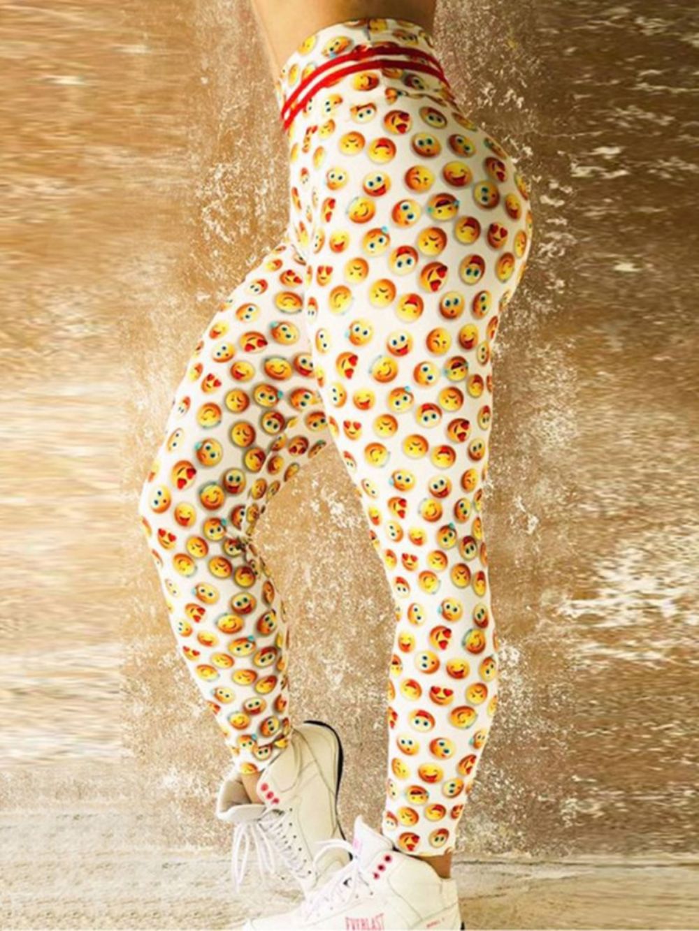 Legging Feminina De Secagem Rápida Com Estampa De Emoticons Calças De Ioga De Cintura Alta Tiktok Leggings