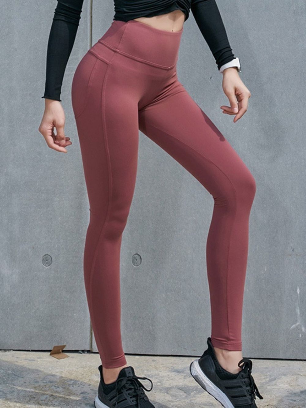 Legging Respirável Sólido Correr Até O Tornozelo Calças Yoga Cintura Alta Legging Tiktok