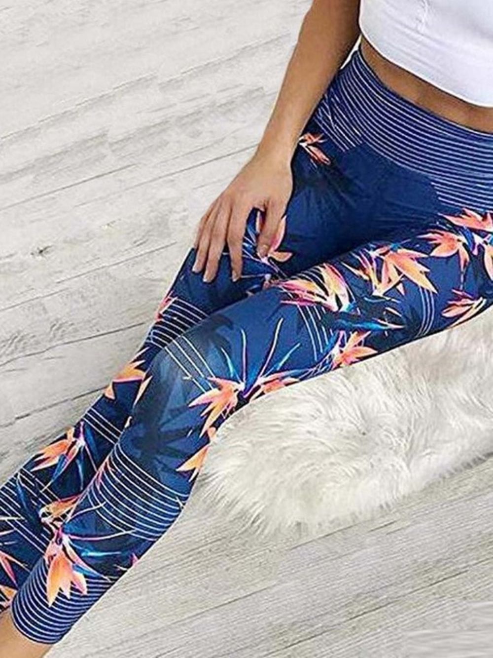 Leggings Esportivas Femininas Anti-Suor Com Estampa Floral