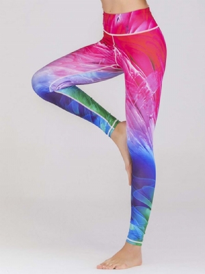 Leggings De Estampa Colorida De Secagem Rápida Calças De Ioga Cintura Alta Tiktok Leggings