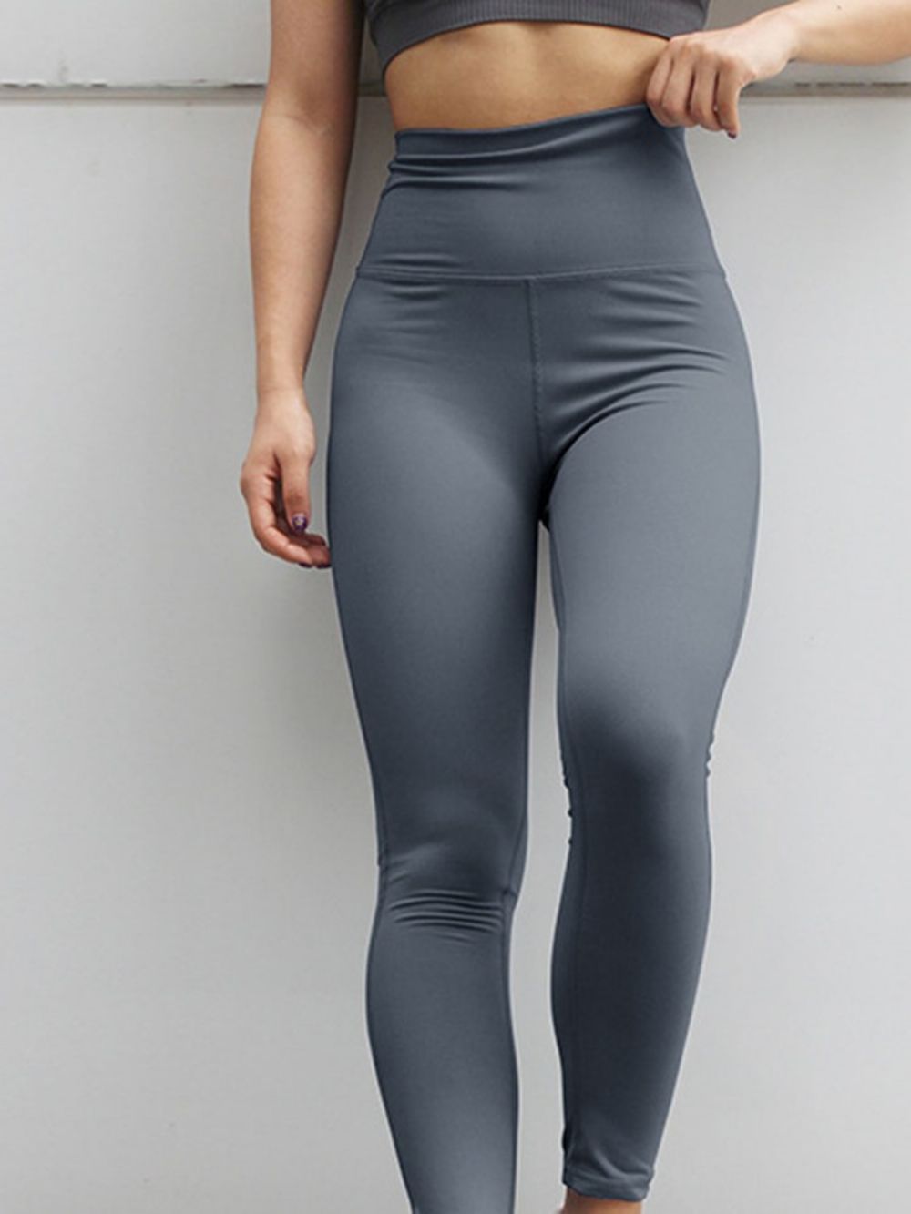 Leggings Femininas De Dança De Rua De Nylon Anti-Suor Sólidas Calças De Ioga Cintura Alta Legging Tiktok