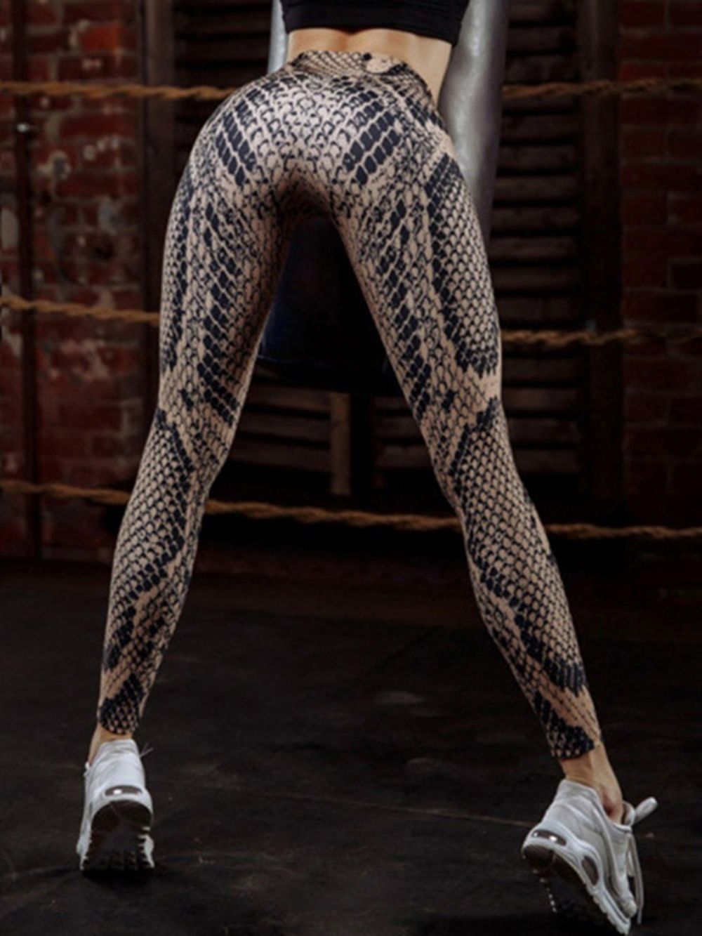 Leggings De Ioga Femininas Com Estampa De Pele De Cobra 3D Calças De Ioga Cintura Alta Tiktok Leggings