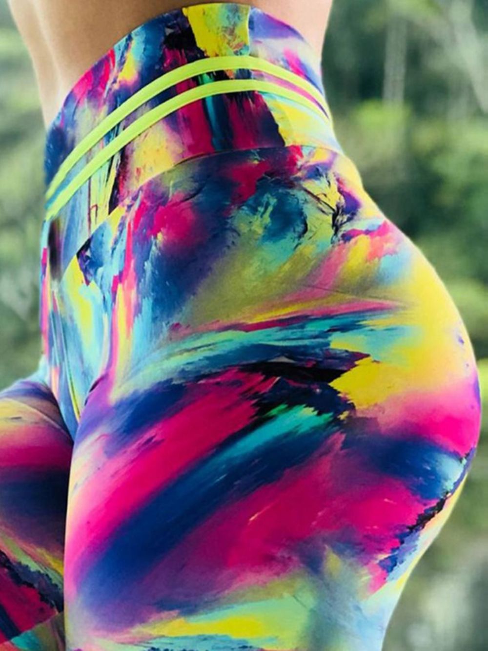 Leggings De Ioga Respirável Com Estampa De Bloco Colorido Para Academia E Ioga Calças De Ioga De Cintura Alta Tiktok Leggings