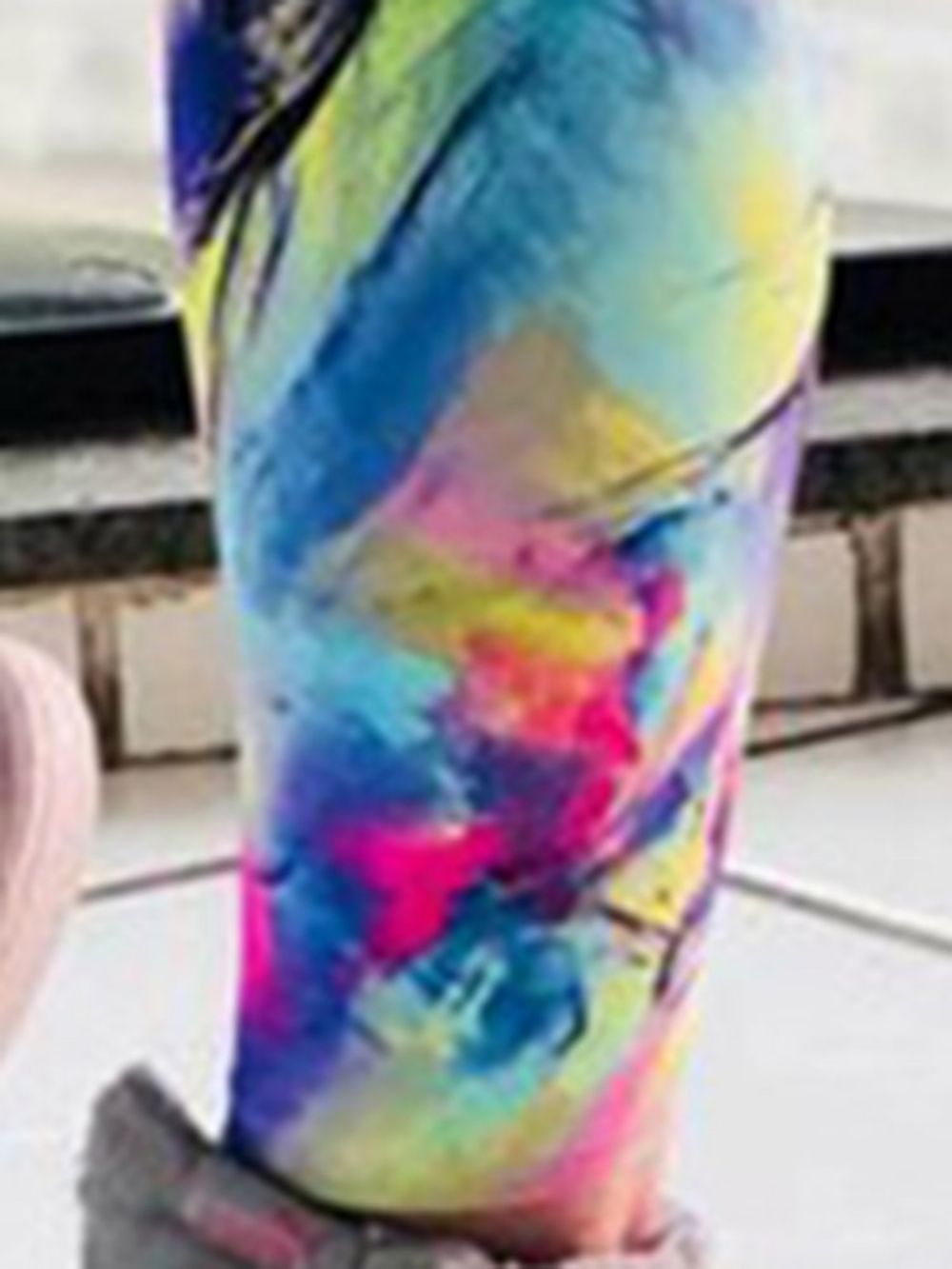 Leggings De Ioga Respirável Com Estampa De Bloco Colorido Para Academia E Ioga Calças De Ioga De Cintura Alta Tiktok Leggings