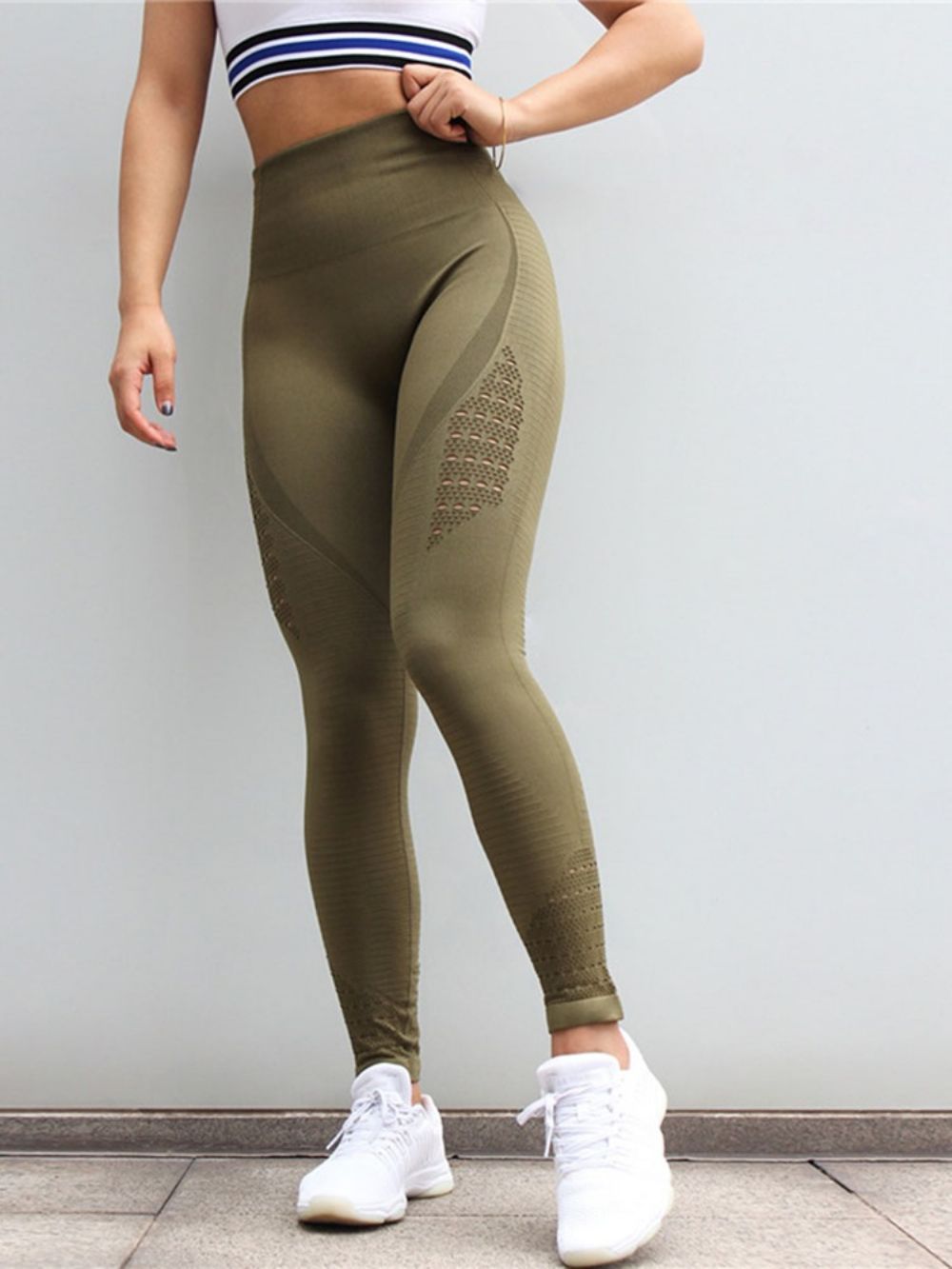 Leggings De Nylon Sólidos De Tênis De Corpo Inteiro Ioga Legging Tiktok De Secagem Rápida