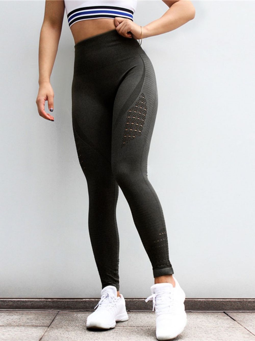 Leggings De Nylon Sólidos De Tênis De Corpo Inteiro Ioga Legging Tiktok De Secagem Rápida