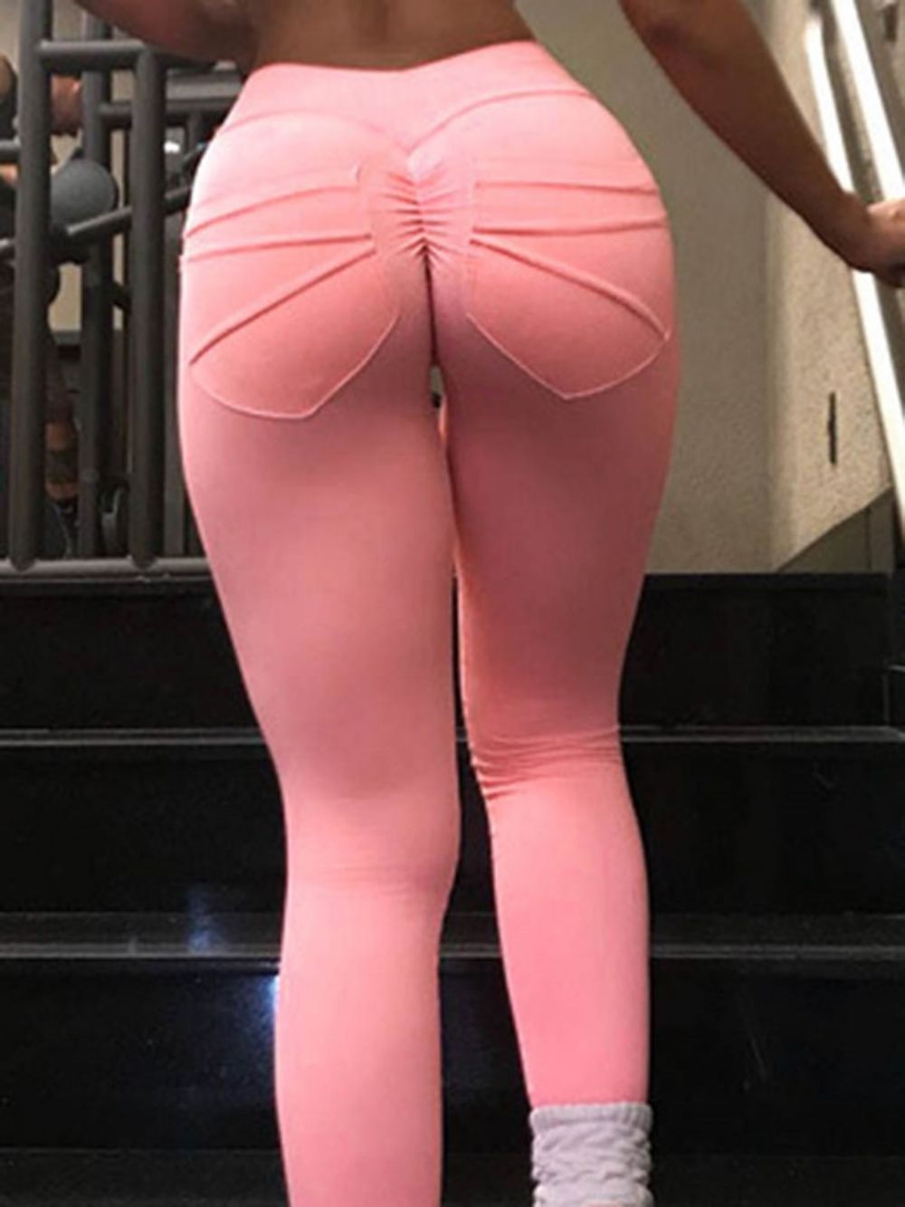 Leggings De Poliéster Sólido De Secagem Rápida Primavera De Comprimento Total Calças De Ioga De Cintura Alta Tiktok Leggings