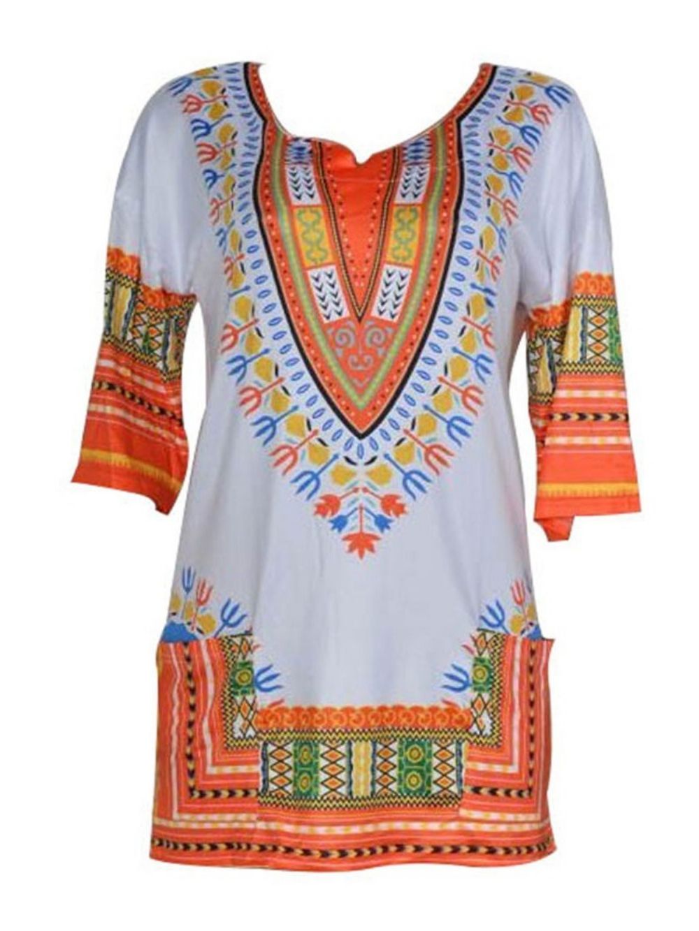 Blusa De Comprimento Médio Com Estampa De Moda Africana