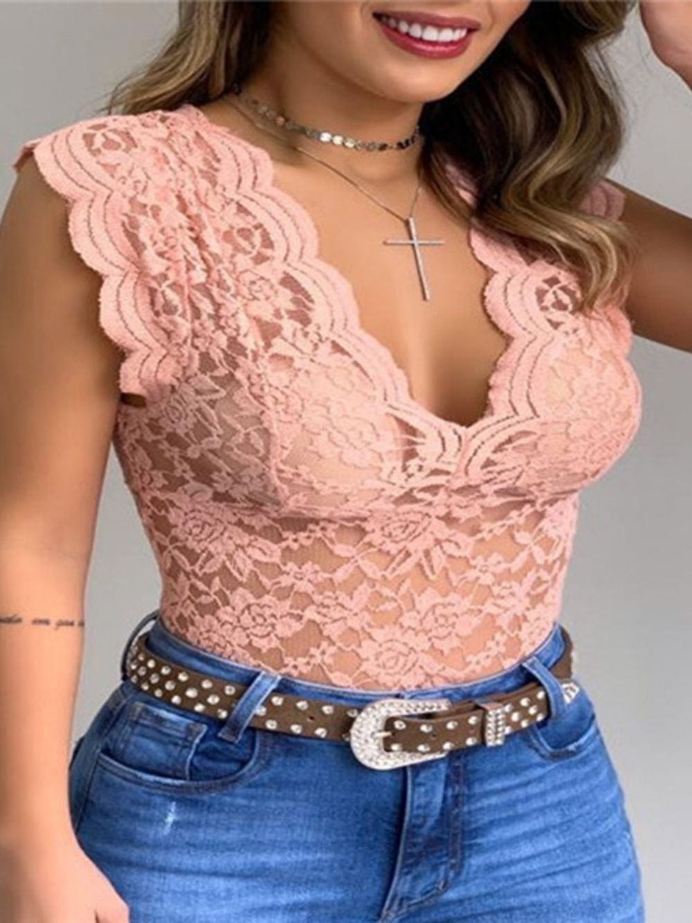 Blusa Feminina Lisa Com Decote Em V Padrão Manga Curta