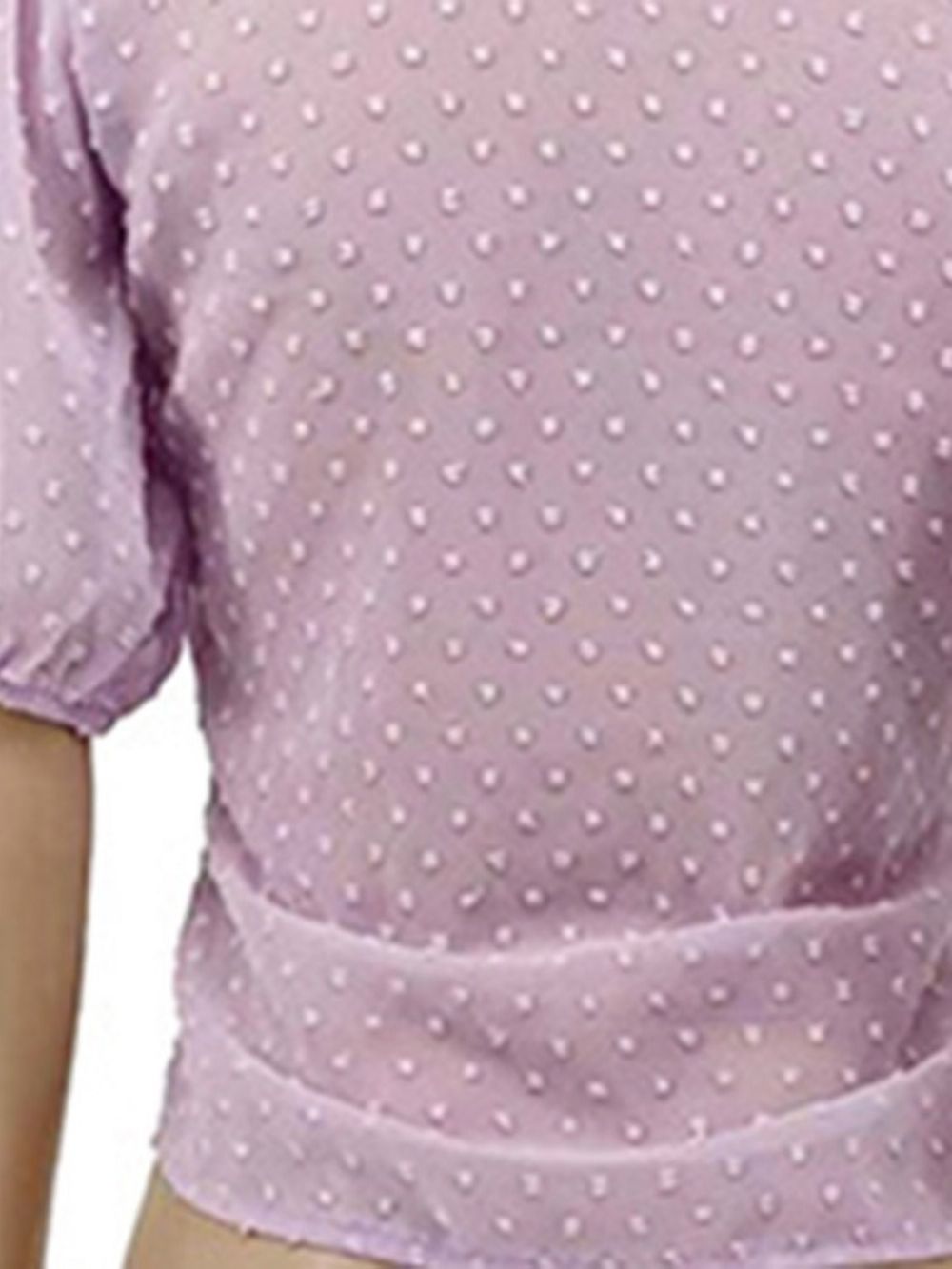 Blusa Feminina Padrão Manga Curta Com Botão De Lapela E Bolinhas