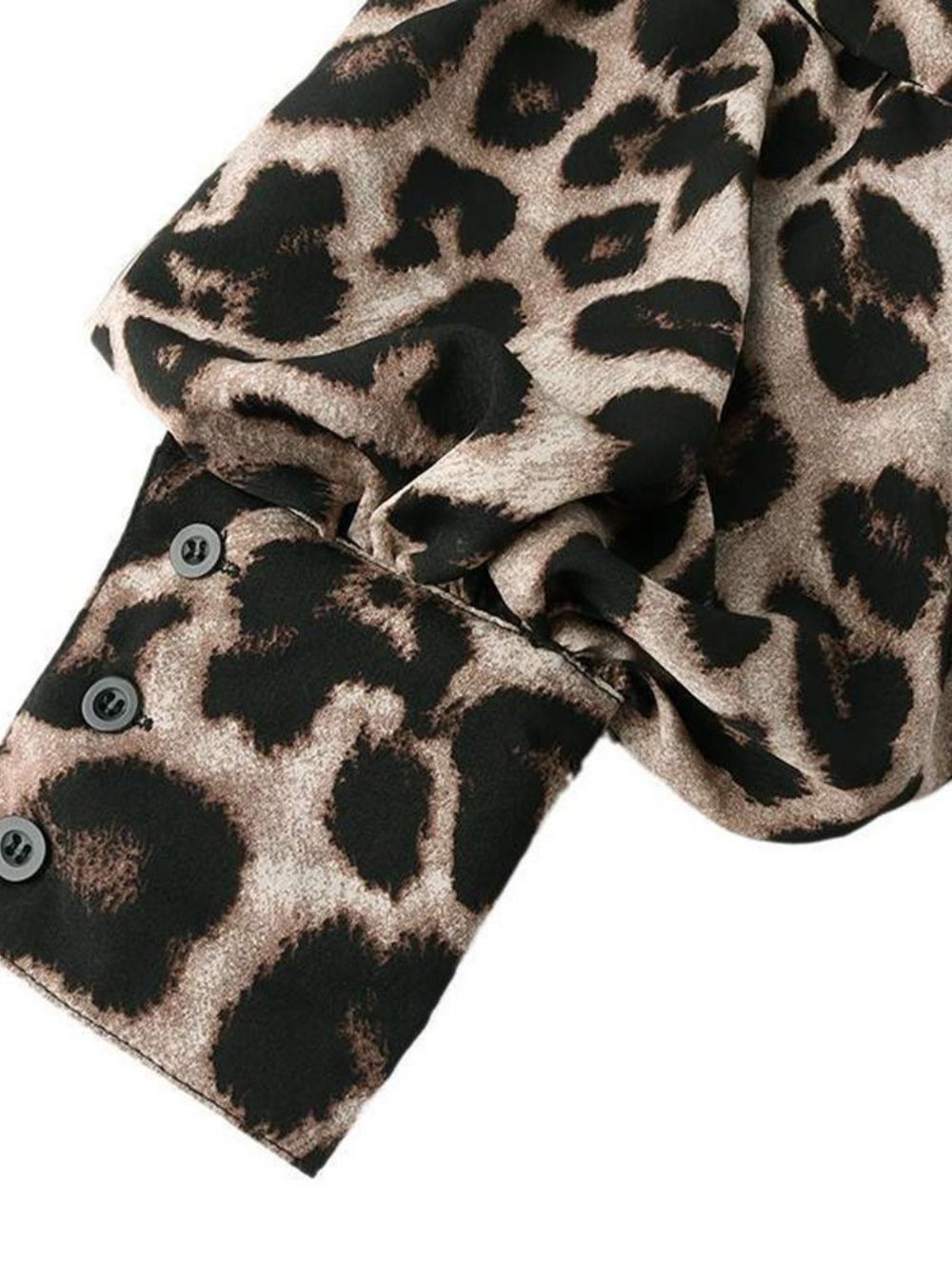 Blusa Feminina Padrão Manga Longa Leopardo Manga Lanterna