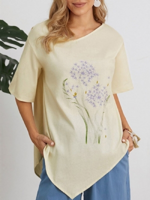 Blusa Floral De Meia Manga Com Estampa Floral