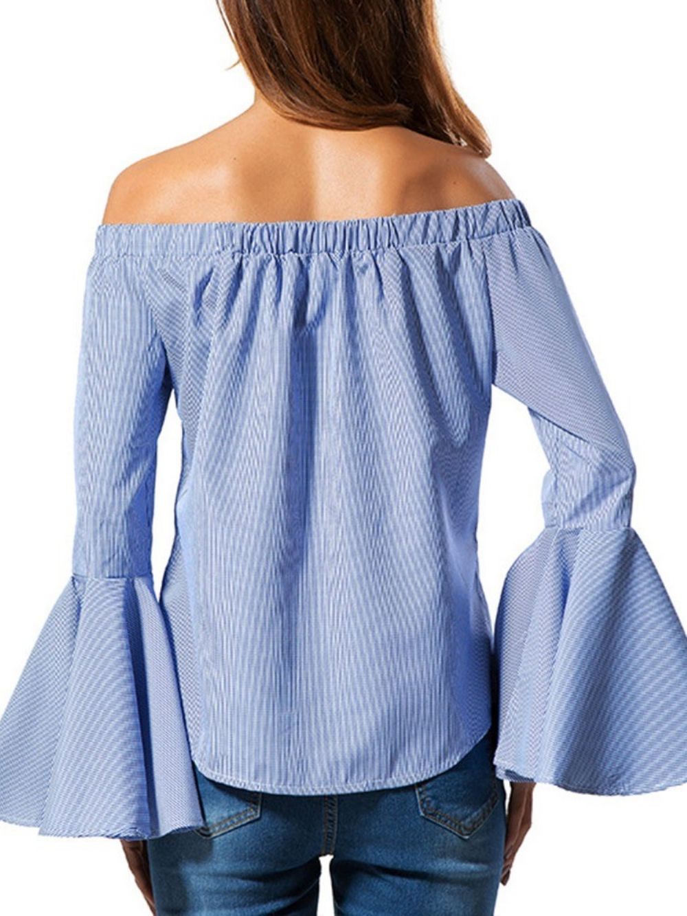 Blusa Padrão Manga Longa Retalhos Listrados Manga Longa