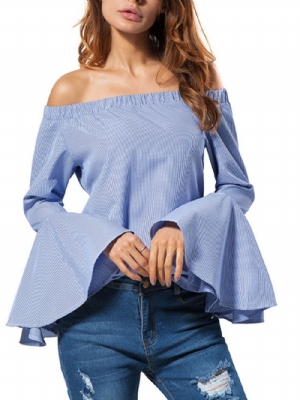 Blusa Padrão Manga Longa Retalhos Listrados Manga Longa