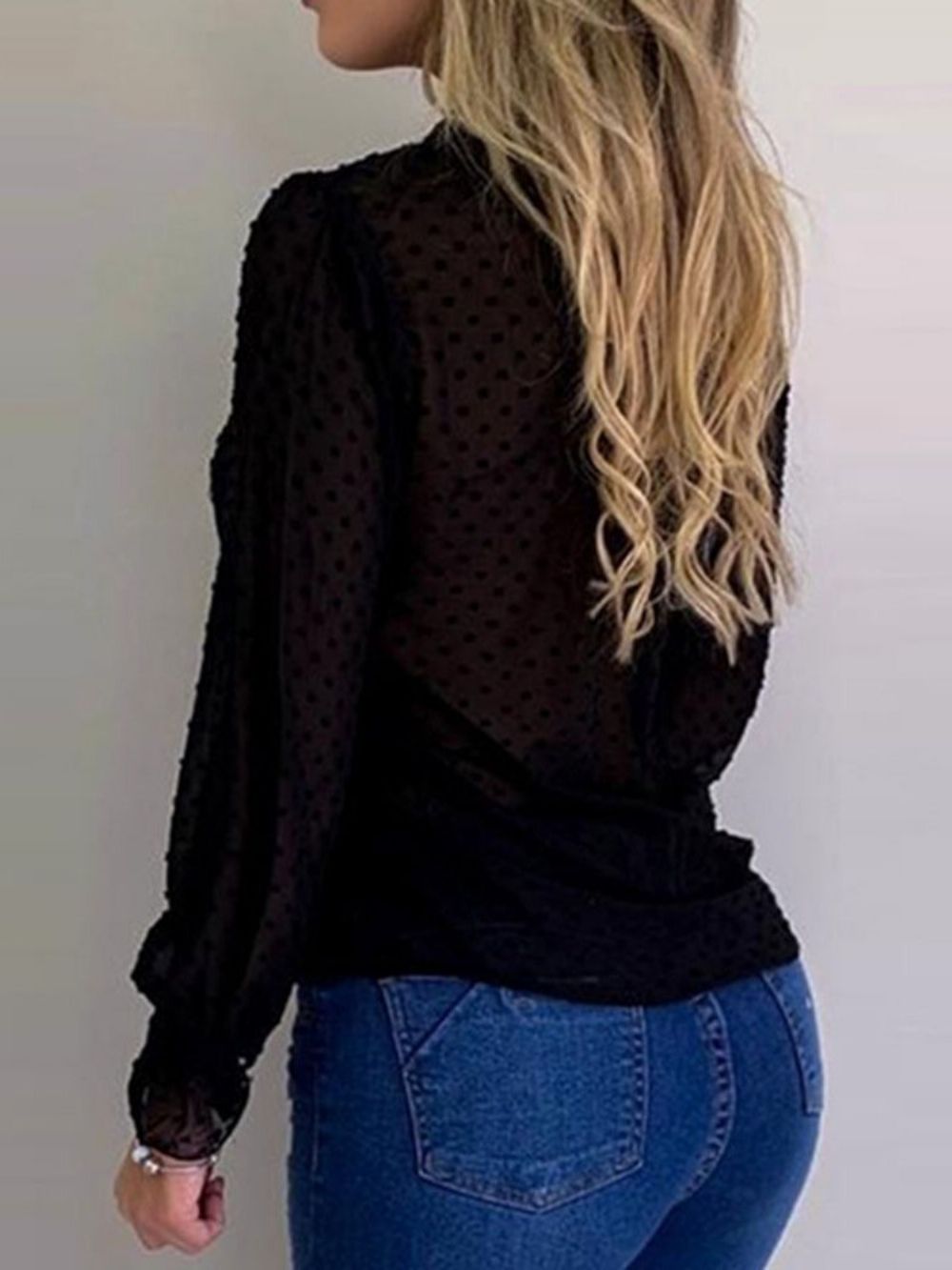 Blusa Slim Regular De Bolinhas Com Cadarço