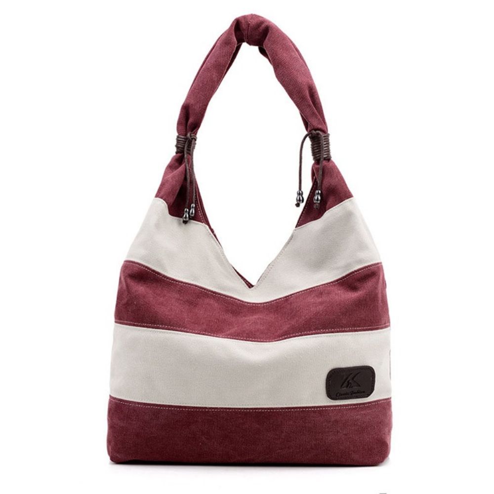 Bolsa Tote De Lona Simples Color Block