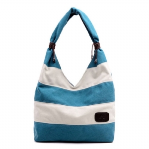 Bolsa Tote De Lona Simples Color Block