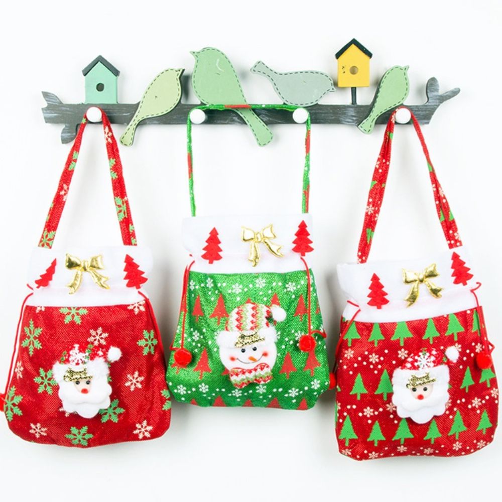 Sacolas De Natal Em Forma De Barril De Desenhos Animados Sacos De Doces