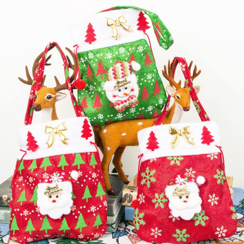 Sacolas De Natal Em Forma De Barril De Desenhos Animados Sacos De Doces