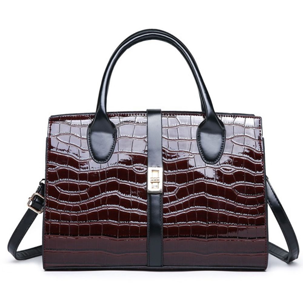 Bolsa De Mão Quadrada Em Pu Alligator Lock