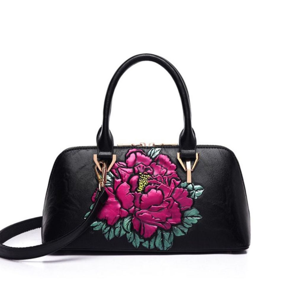 Bolsas Retangulares Florais Com Relevo Em Pu