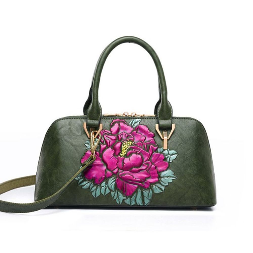 Bolsas Retangulares Florais Com Relevo Em Pu