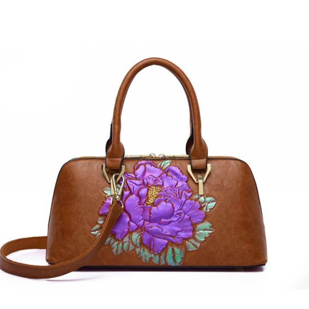 Bolsas Retangulares Florais Com Relevo Em Pu