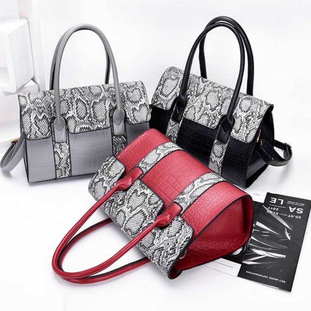 Saco Tote Retangular De Linha Serpentina