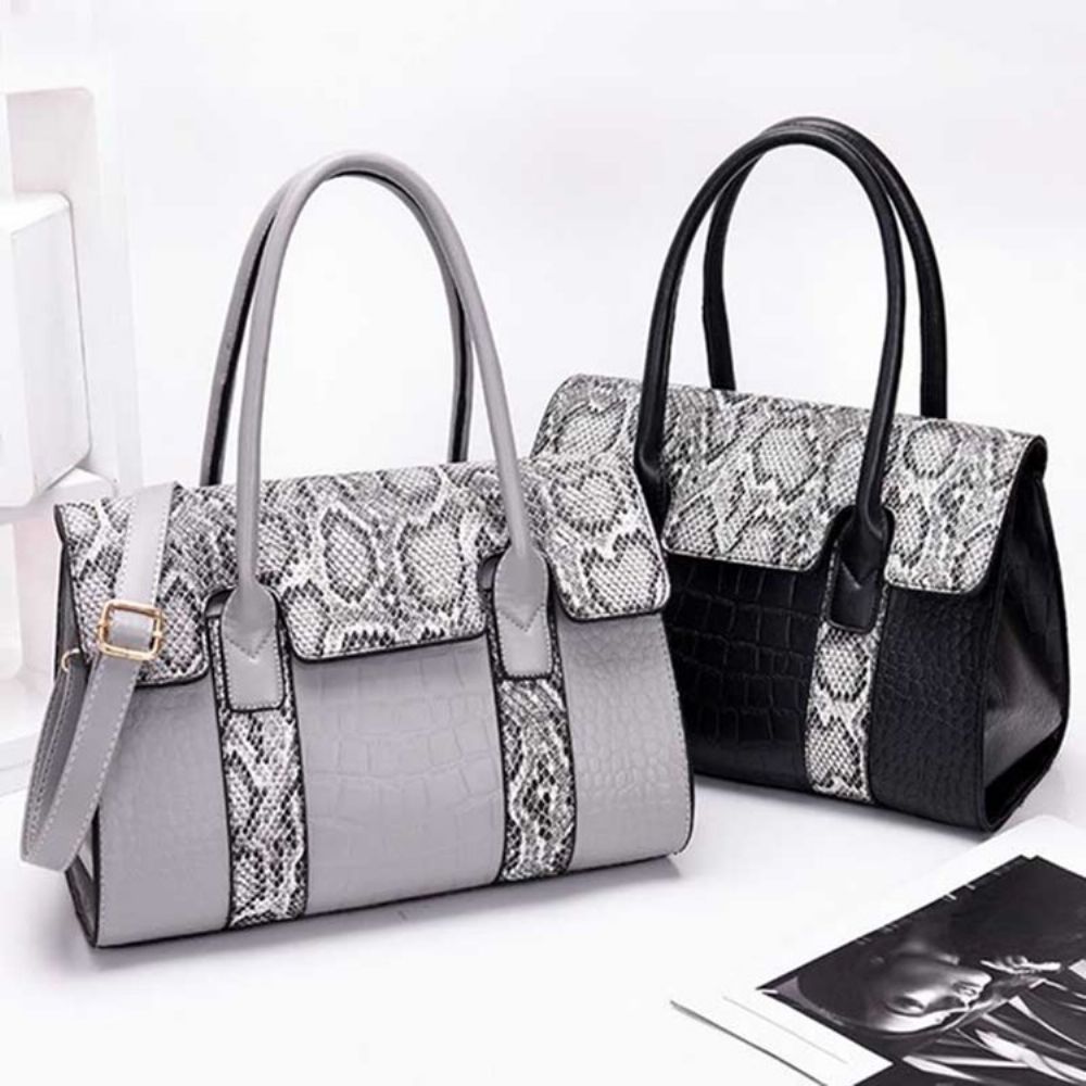 Saco Tote Retangular De Linha Serpentina