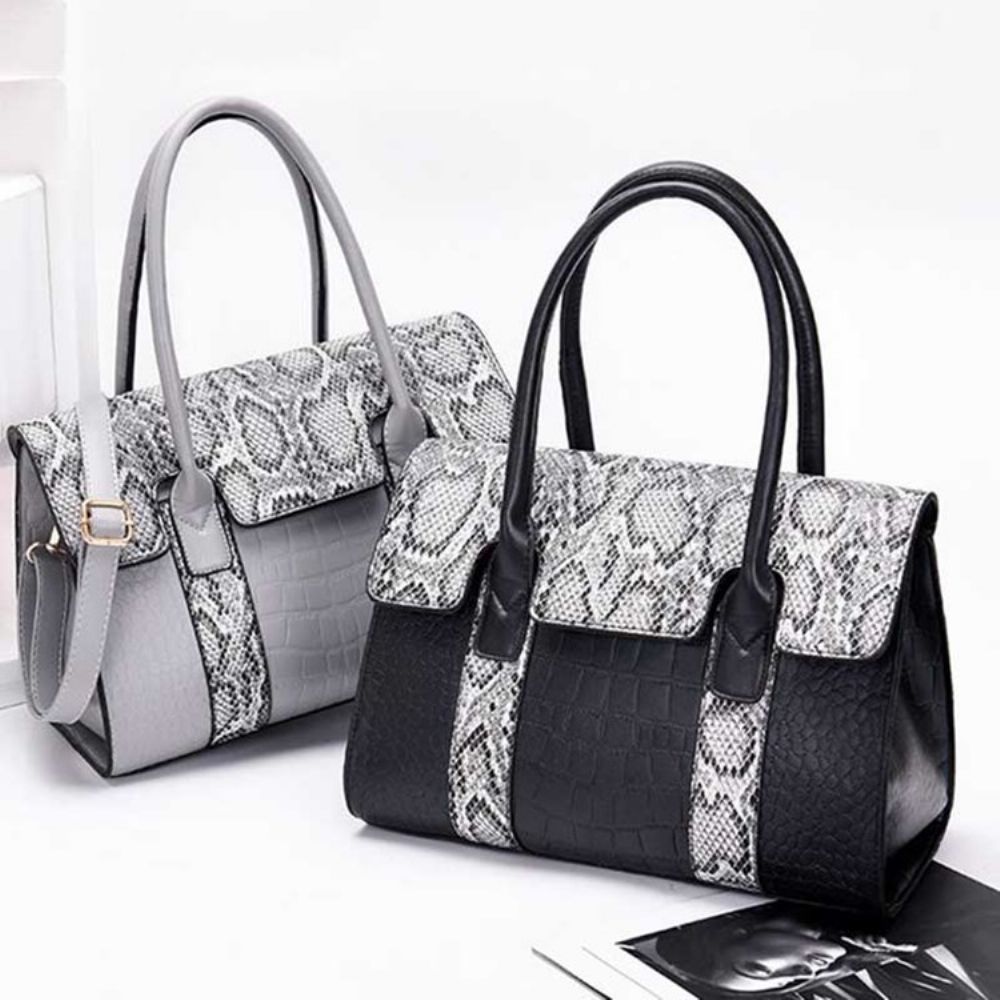 Saco Tote Retangular De Linha Serpentina