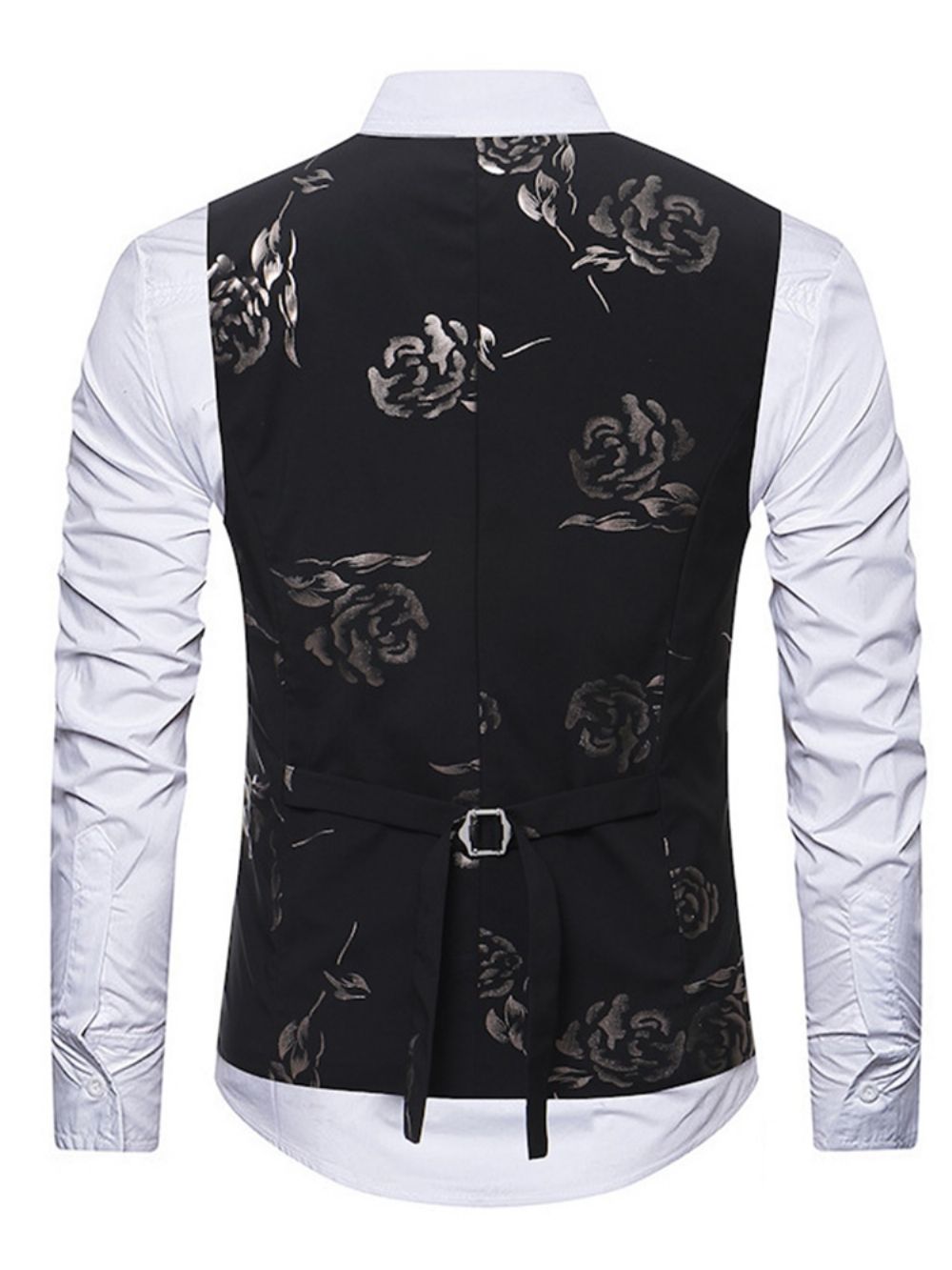 Camisa Masculina Casual Floral Com Lapela E Trespassado