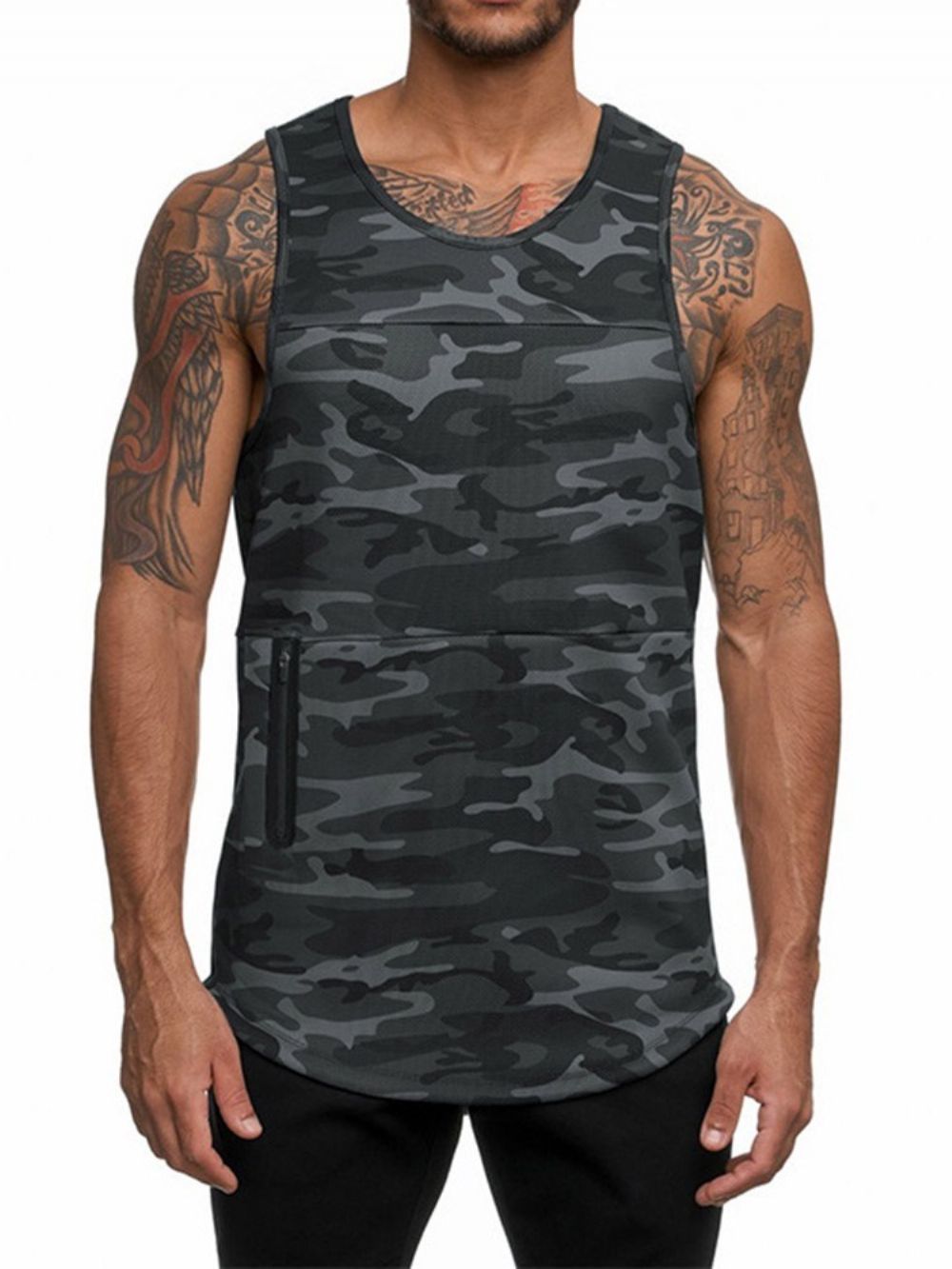 Colete Esportivo Masculino Slim Gola Redonda Camuflada