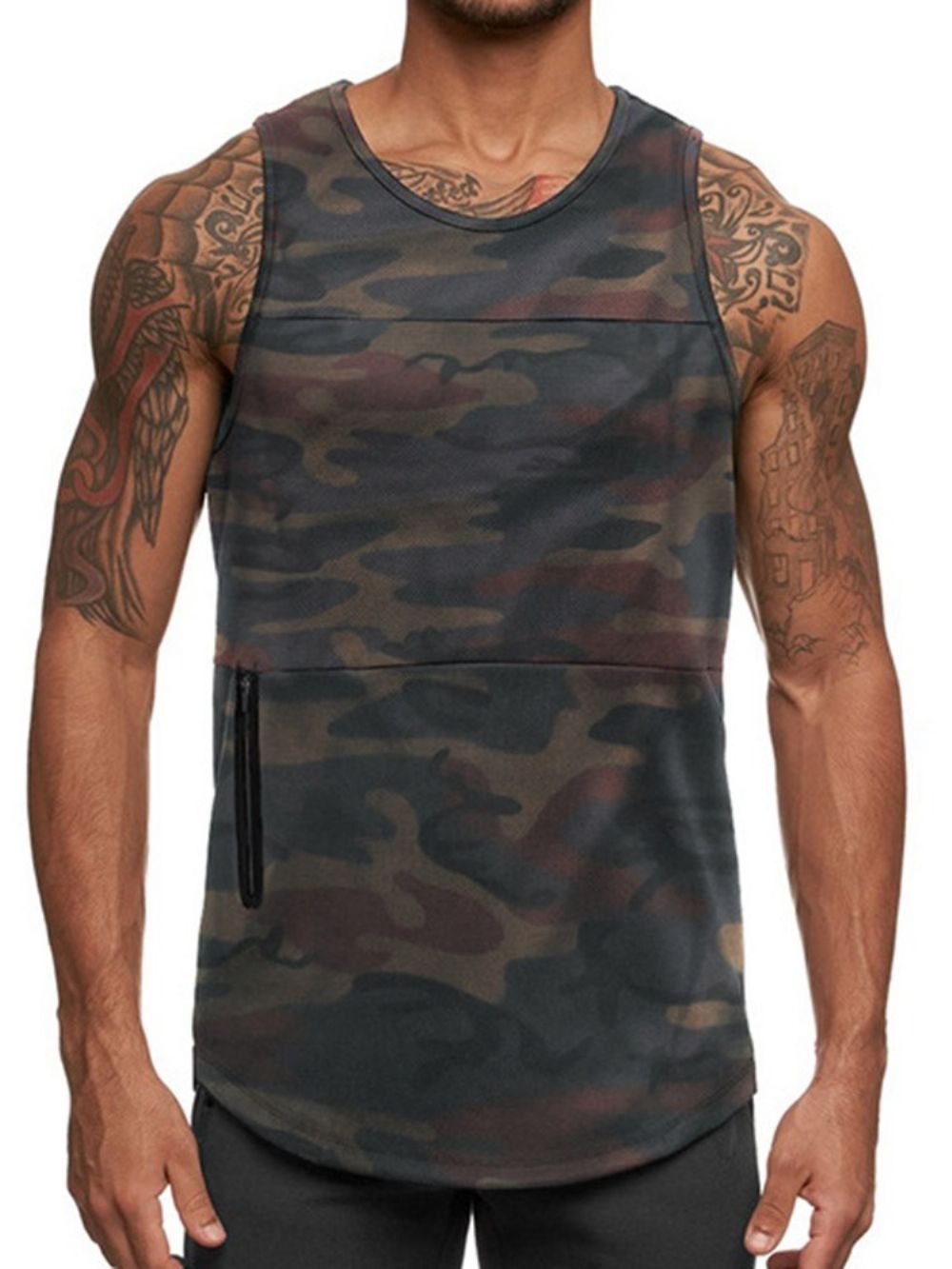 Colete Esportivo Masculino Slim Gola Redonda Camuflada