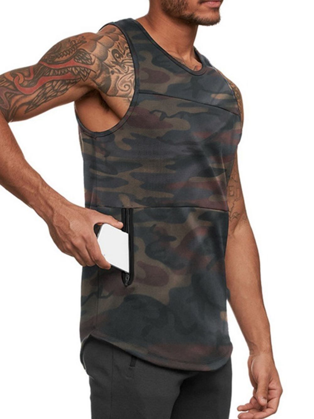 Colete Esportivo Masculino Slim Gola Redonda Camuflada