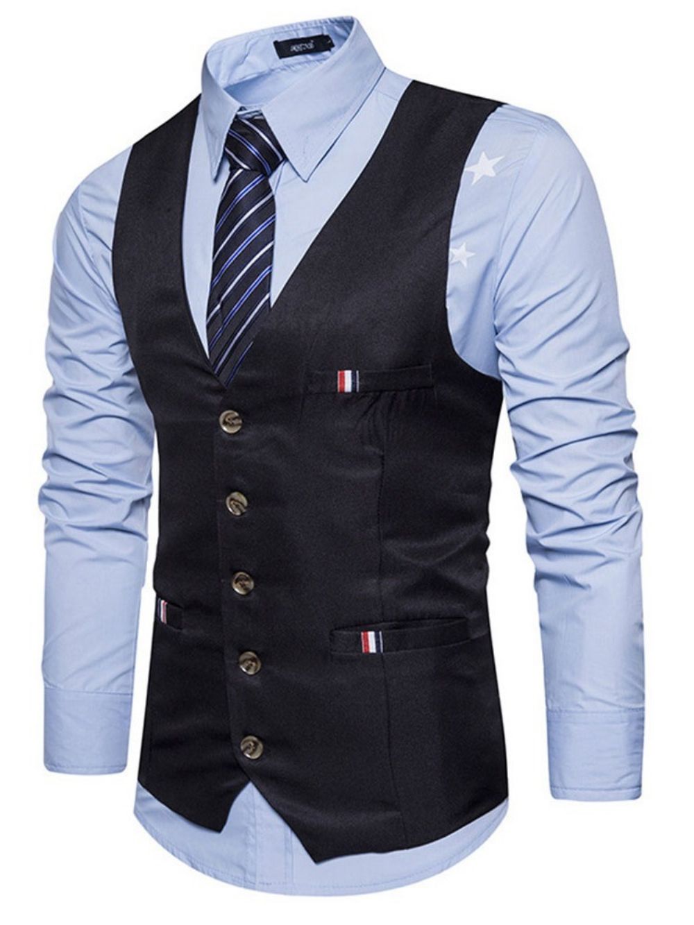 Colete Masculino De Abotoamento Simples De Abotoamento Formal Masculino