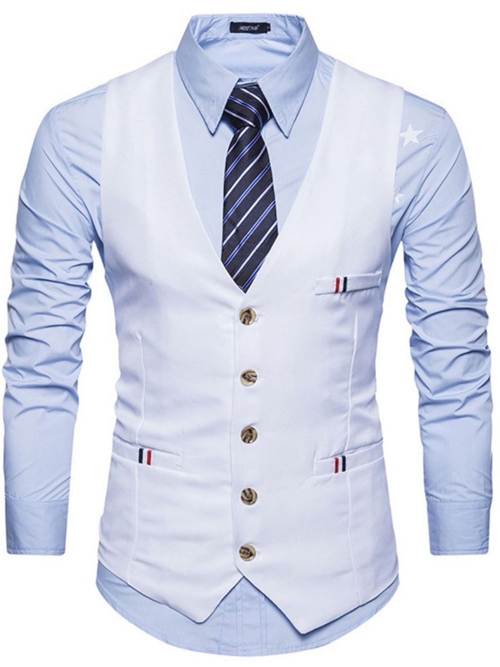 Colete Masculino De Abotoamento Simples De Abotoamento Formal Masculino