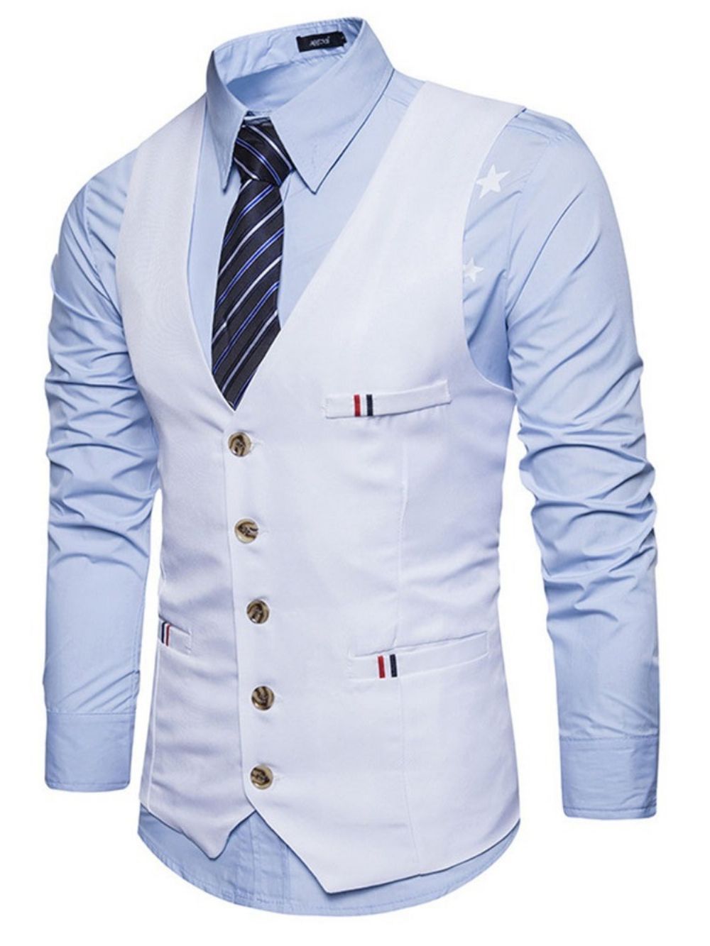 Colete Masculino De Abotoamento Simples De Abotoamento Formal Masculino