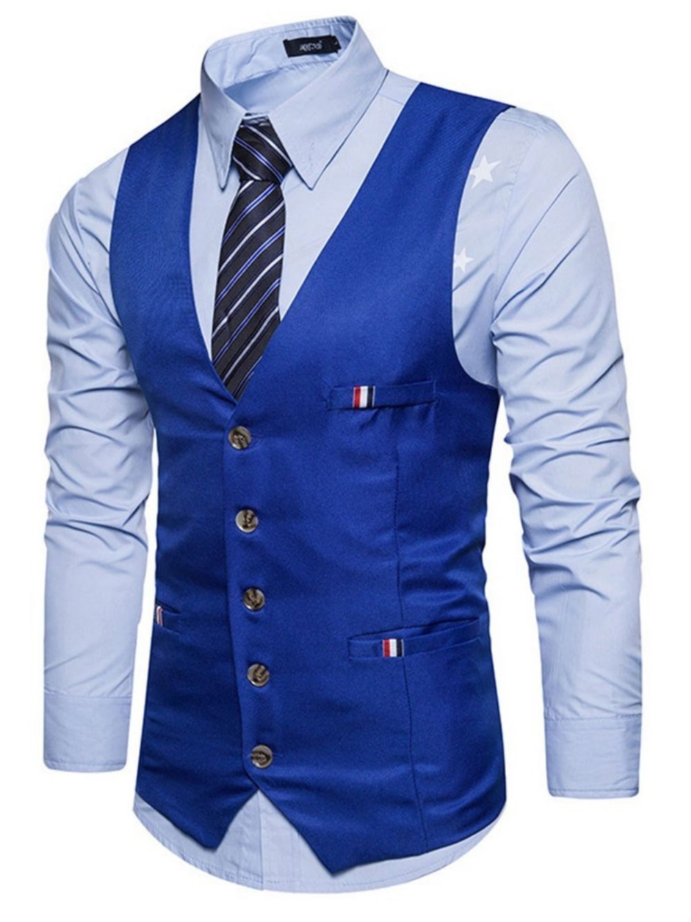 Colete Masculino De Abotoamento Simples De Abotoamento Formal Masculino