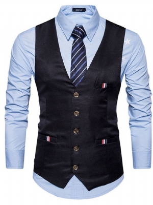 Colete Masculino De Abotoamento Simples De Abotoamento Formal Masculino