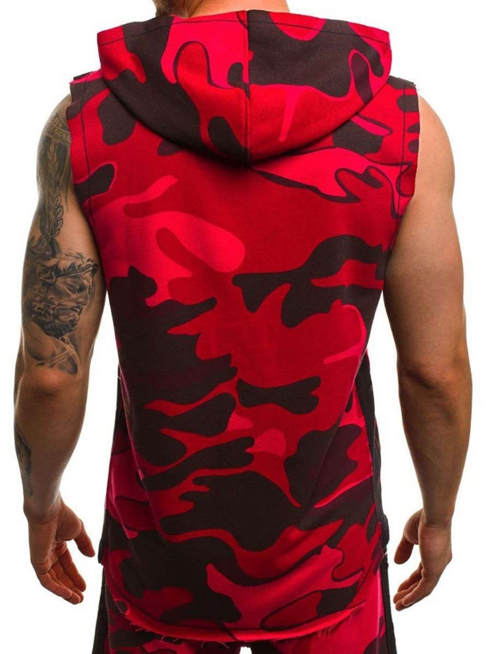 Colete Masculino Casual Verão Camuflagem Estampado Com Capuz