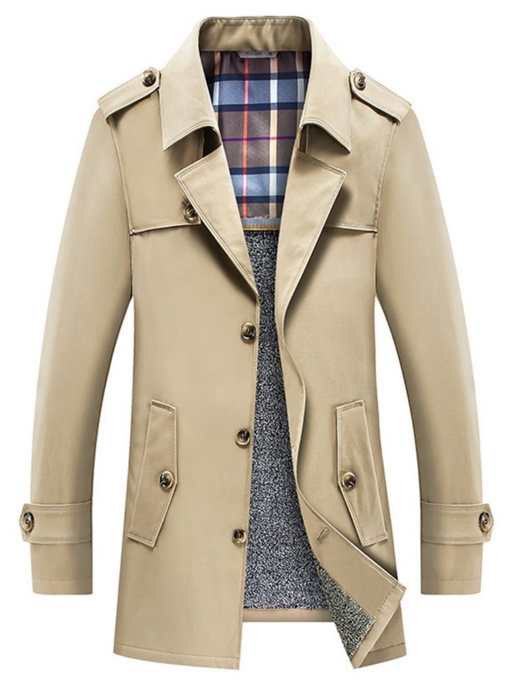 Trench Coat Padrão Simples Fino Fino