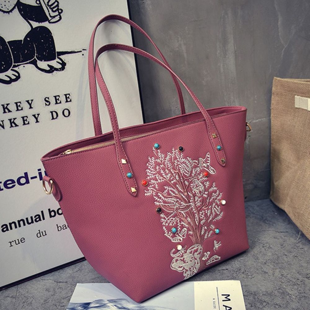 Bolsa Estilo Coreano Bordado Floral