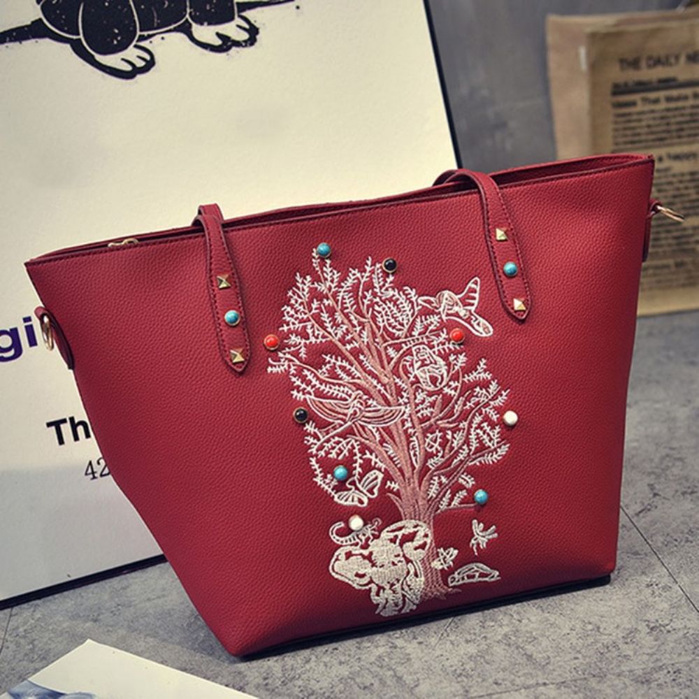 Bolsa Estilo Coreano Bordado Floral