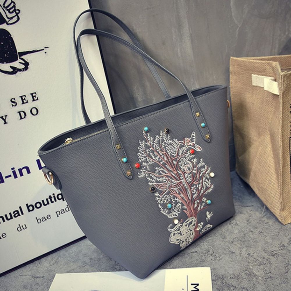 Bolsa Estilo Coreano Bordado Floral