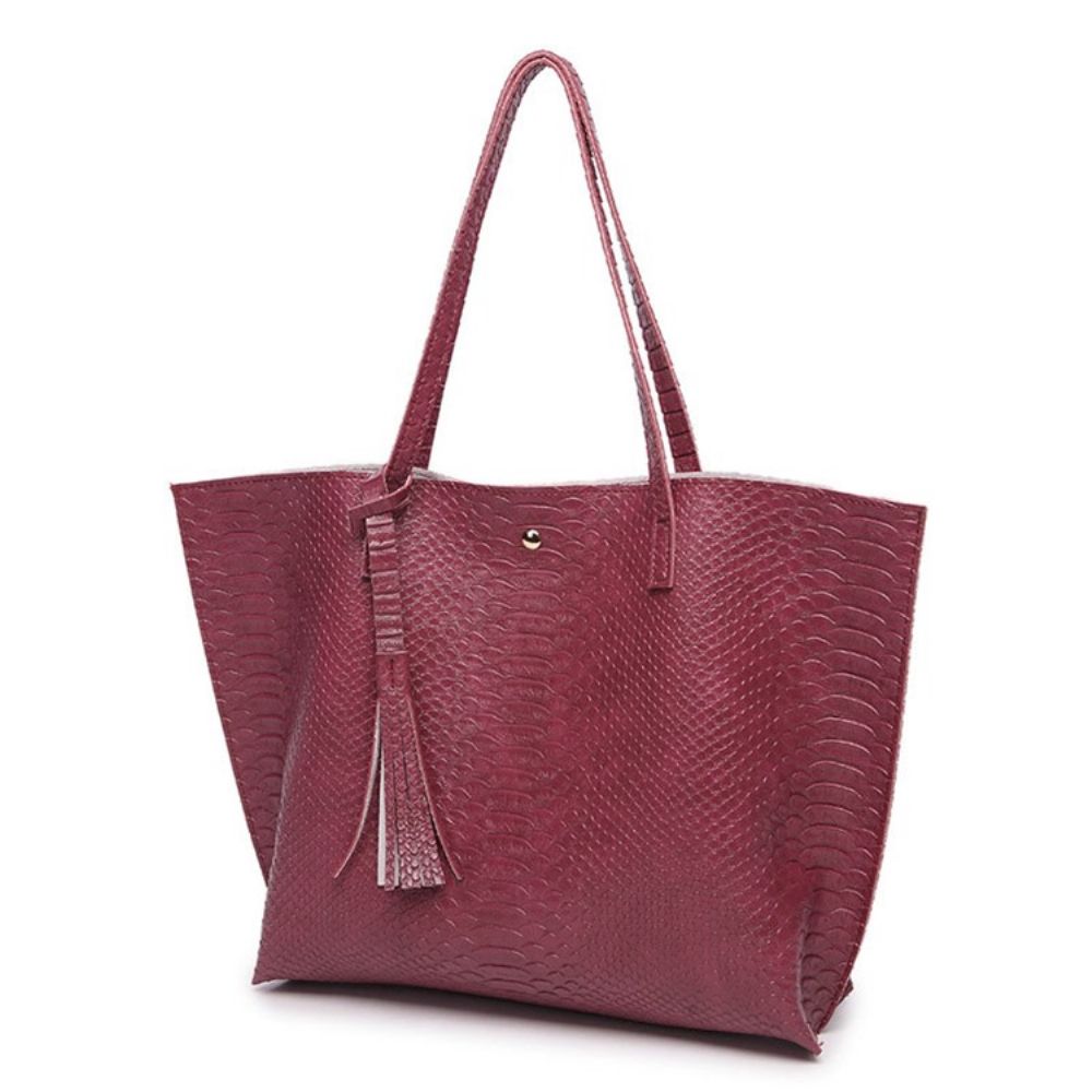 Bolsa De Ombro Feminina Lisa Com Estampa Croco