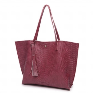 Bolsa De Ombro Feminina Lisa Com Estampa Croco