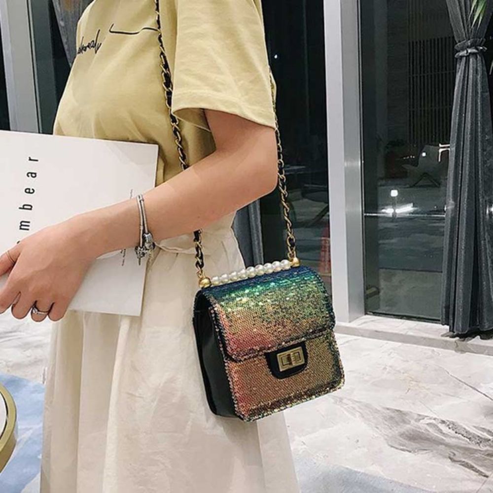 Bolsa Transversal Pu Glisten Com Miçangas